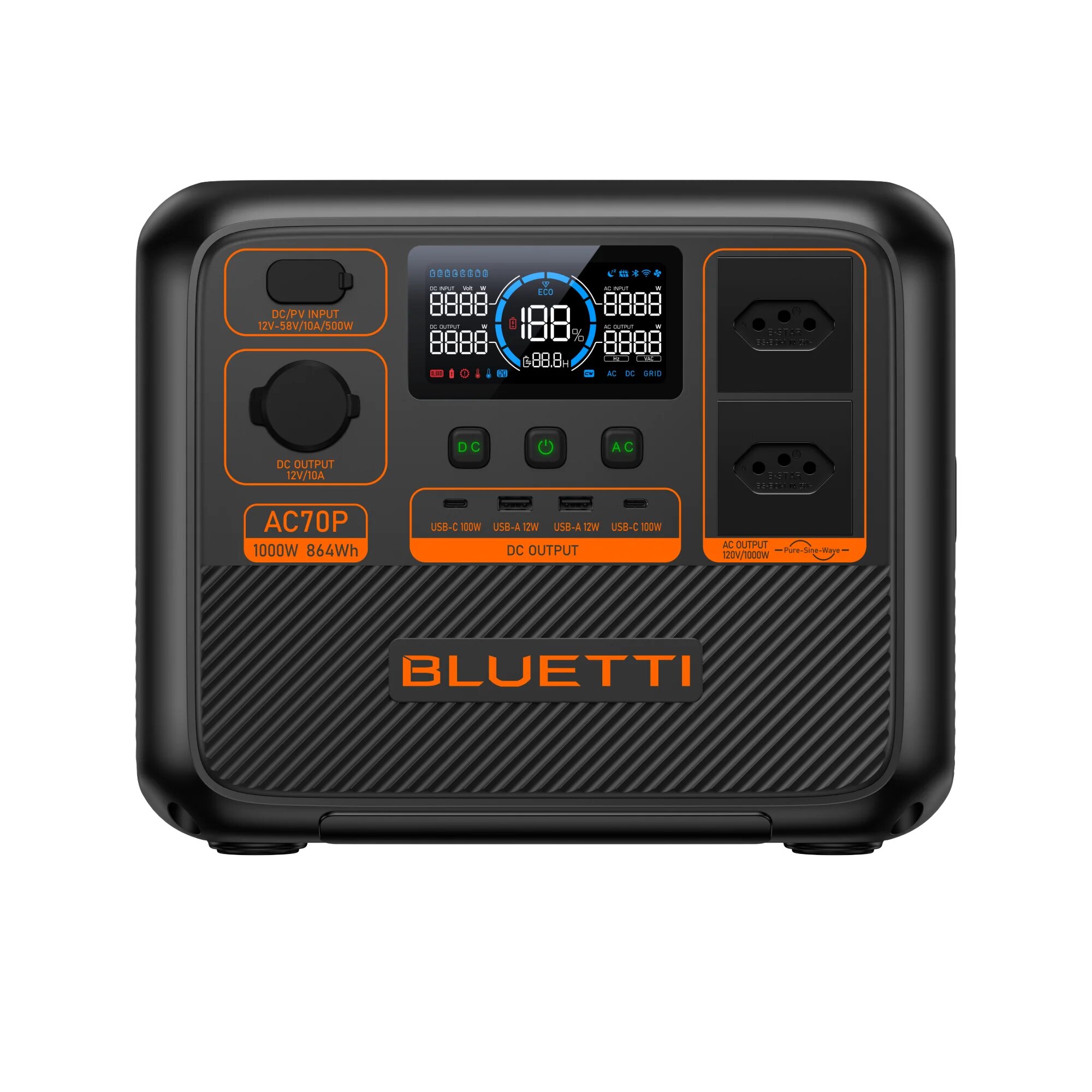 BLUETTI AC70P - Mini Estação de Energia 1000W Portátil